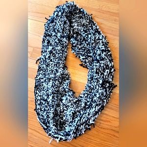 Velour black and white infinity scarf